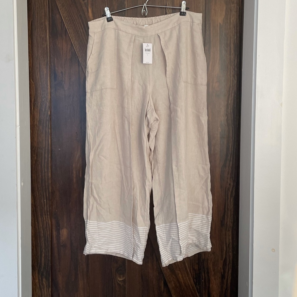 🚨FINAL SALE🚨 NWT J Jill Cropped Linen Blend Pull on Wrap Style Pants